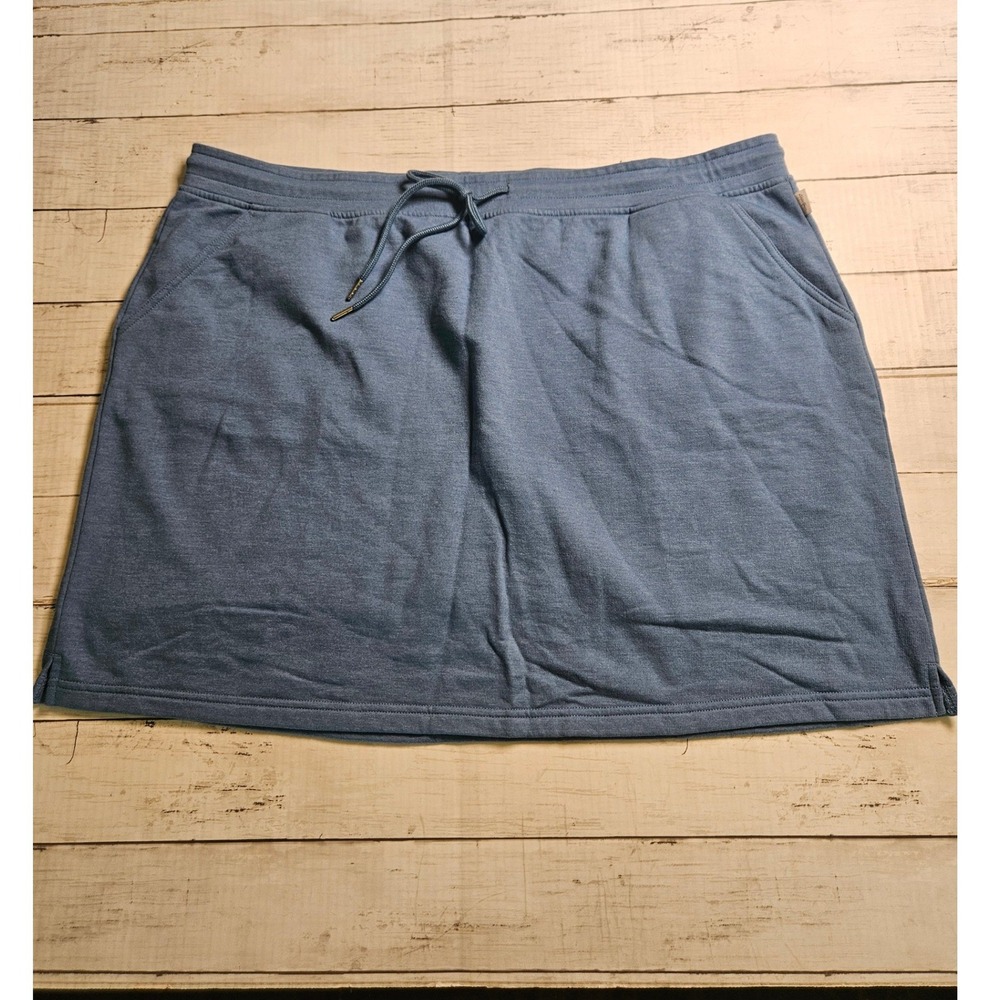 Eddie Bauer Women 2XL Blue Fleece Sweatshirt Skirt Drawstring Mini Casual Pocket